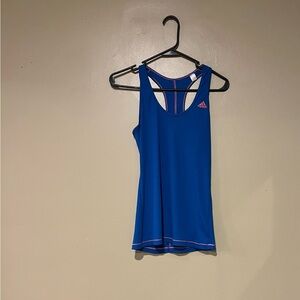 Adidas Women's Blue Pink Y2K Racerback Tank Top Size M Athletic Preppy
